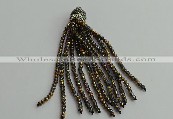 CGP427 2*3mm faceted rondelle handmade chinese crystal tassel pendants