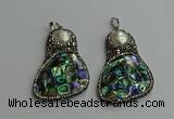 CGP612 35*55mm freeform abalone shell & shell pearl pendants