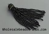 CGP682 3mm faceted round handmade hematite beaded tassel pendants