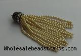 CGP718 3mm round handmade glass beaded tassel pendants wholesale