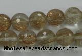 CGQ26 15.5 inches 12mm faceted round gold sand quartz beads