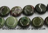 CGR16 16 inches 14mm flat round green rain forest stone beads wholesale