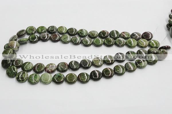 CGR16 16 inches 14mm flat round green rain forest stone beads wholesale