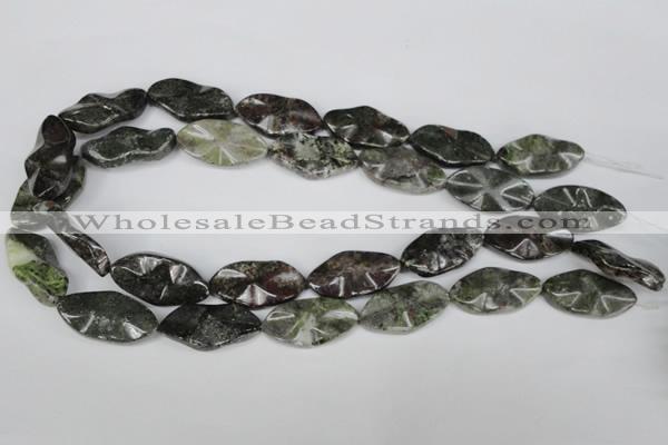 CGR23 15.5 inches 15*28mm wavy marquise green rain forest stone beads