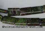 CGR35 15.5 inches 10*14mm flat tube green rain forest stone beads