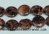 CGS208 15.5 inches 14mm flat round blue & brown goldstone beads wholesale