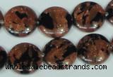 CGS209 15.5 inches 16mm flat round blue & brown goldstone beads wholesale