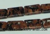 CGS217 15.5 inches 13*18mm rectangle blue & brown goldstone beads