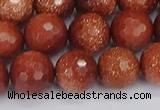 CGS474 15.5 inches 12mm faceted round goldstone beads wholesale