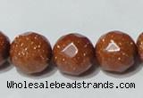 CGS89 15.5 inches 16mm faceted round goldstone beads wholesale