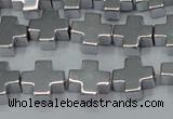 CHE1007 15.5 inches 10*10mm cross plated hematite beads wholesale