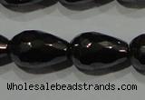 CHE155 15.5 inches 8*12mm faceted teardrop hematite beads