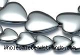 CHE16 16 inches 16mm & 25mm heart shape hematite beads Wholesale