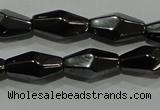 CHE220 15.5 inches 6*12mm faceted rice hematite beads wholesale