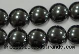 CHE274 15.5 inches 14mm flat round hematite beads wholesale