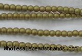 CHE419 15.5 inches 2mm round matte plated hematite beads wholesale