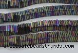 CHE623 15.5 inches 1*2*2mm square matte plated hematite beads