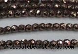 CHE691 15.5 inches 2mm faceted round plated hematite beads