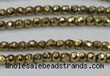 CHE692 15.5 inches 2mm faceted round plated hematite beads