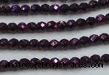 CHE694 15.5 inches 2mm faceted round plated hematite beads