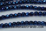 CHE695 15.5 inches 2mm faceted round plated hematite beads