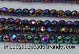 CHE696 15.5 inches 2mm faceted round plated hematite beads