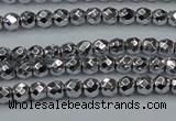 CHE700 15.5 inches 3mm faceted round plated hematite beads