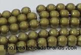 CHE722 15.5 inches 4mm round matte plated hematite beads wholesale