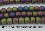 CHE725 15.5 inches 4mm round matte plated hematite beads wholesale