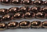 CHE743 15.5 inches 5*8mm rice plated hematite beads wholesale