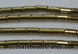 CHE761 15.5 inches 2*4mm tube plated hematite beads wholesale