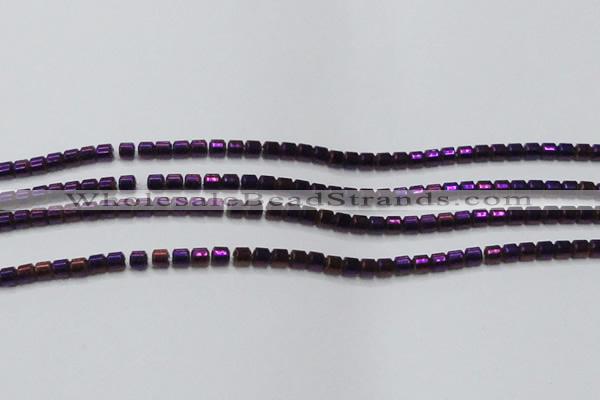 CHE778 15.5 inches 2*2mm drum plated hematite beads wholesale