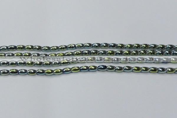 CHE806 15.5 inches 4*6mm rice plated hematite beads wholesale