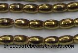 CHE811 15.5 inches 5*8mm rice plated hematite beads wholesale