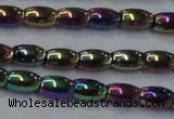 CHE812 15.5 inches 5*8mm rice plated hematite beads wholesale