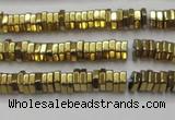 CHE835 15.5 inches 1*3mm hexagon plated hematite beads wholesale