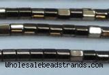 CHE887 15.5 inches 2*2mm faceted tube plated hematite beads wholesale