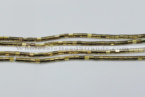 CHE899 15.5 inches 3*3mm faceted tube plated hematite beads wholesale