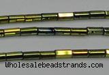 CHE909 15.5 inches 2*4mm faceted tube plated hematite beads wholesale