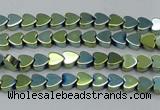 CHE994 15.5 inches 4*4mm heart plated hematite beads wholesale