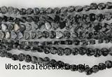 CHG109 15.5 inches 6mm flat heart snowflake obsidian beads wholesale