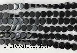 CHG120 15.5 inches 8mm flat heart black stone beads wholesale