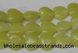 CHG16 15.5 inches 10*10mm heart lemon jade gemstone beads wholesale