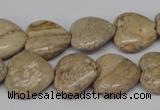 CHG41 15.5 inches 14*14mm heart picture jasper beads wholesale