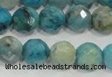 CHM215 15.5 inches 14mm faceted round blue hemimorphite beads