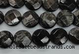 CHS18 15.5 inches 12mm faceted coin natural hypersthene beads