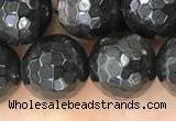 CHS46 15.5 inches 10mm faceted round natural hypersthene beads