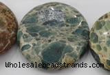 CIJ49 15.5 inches 40mm flat round impression jasper beads wholesale