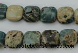 CIJ52 15.5 inches 12*12mm square impression jasper beads wholesale