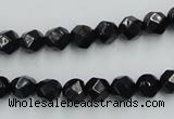 CJB06 16 inches 8mm faceted round natural jet gemstone beads wholesale